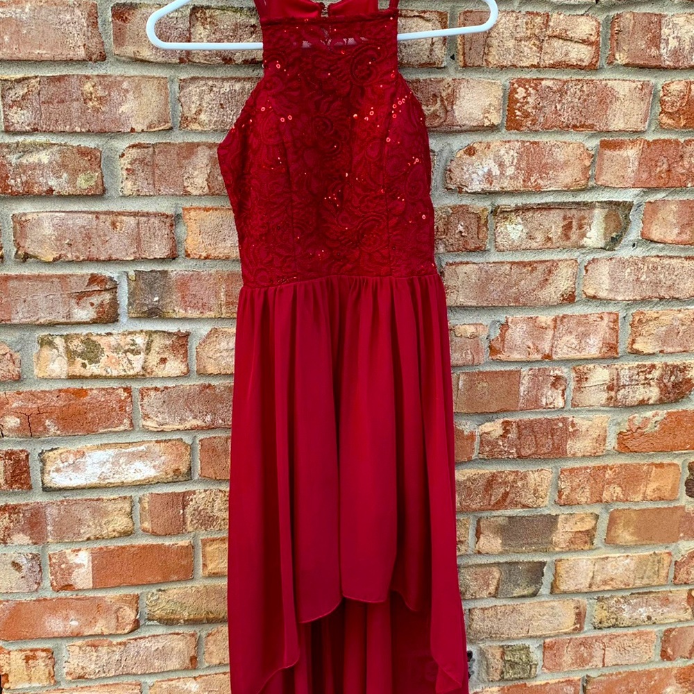 A beautiful maroon dress
